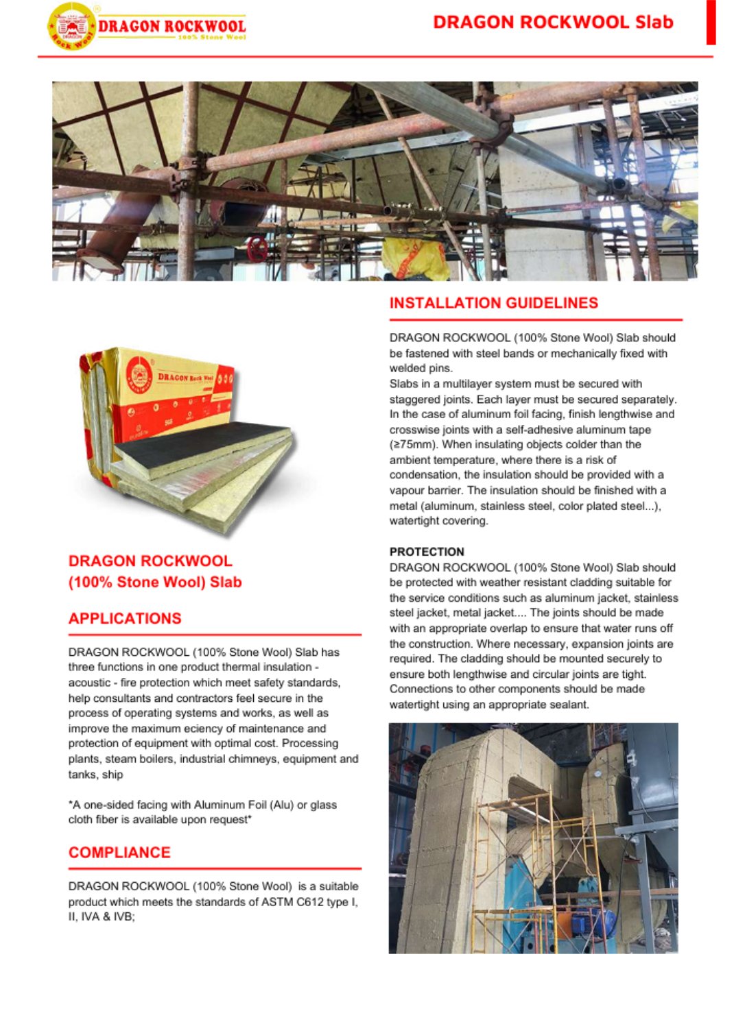 Cataloge của sản phẩm bông khoáng Rookwool dạng tấm (DRT)