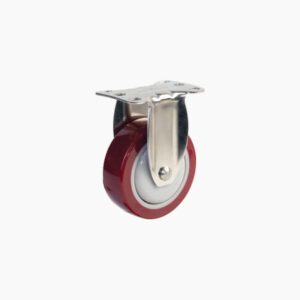 Bánh xe đẩy nhựa PU đỏ CP027 cố định càng inox