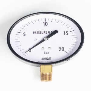 Đồng hồ đo áp WISE P110 - dải đo 0-20 bar, vỏ thép sơn, ruột đồng, ren NPT/PT