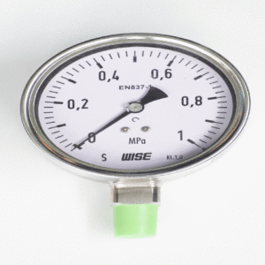 Đồng hồ đo áp WISE P252 - dải đo 0-1 MPa, vỏ + ruột INOX 316L, ren NPT/PT, lưu chất ăn mòn