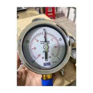 Đồng Hồ Áp Suất Italy Phi 100mm Vỏ Inox – Chân đồng -1 → 1 bar