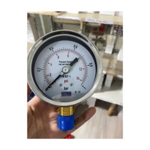 Đồng Hồ Áp Suất Italy Phi 100mm Vỏ Inox – Chân đồng 0-1 bar